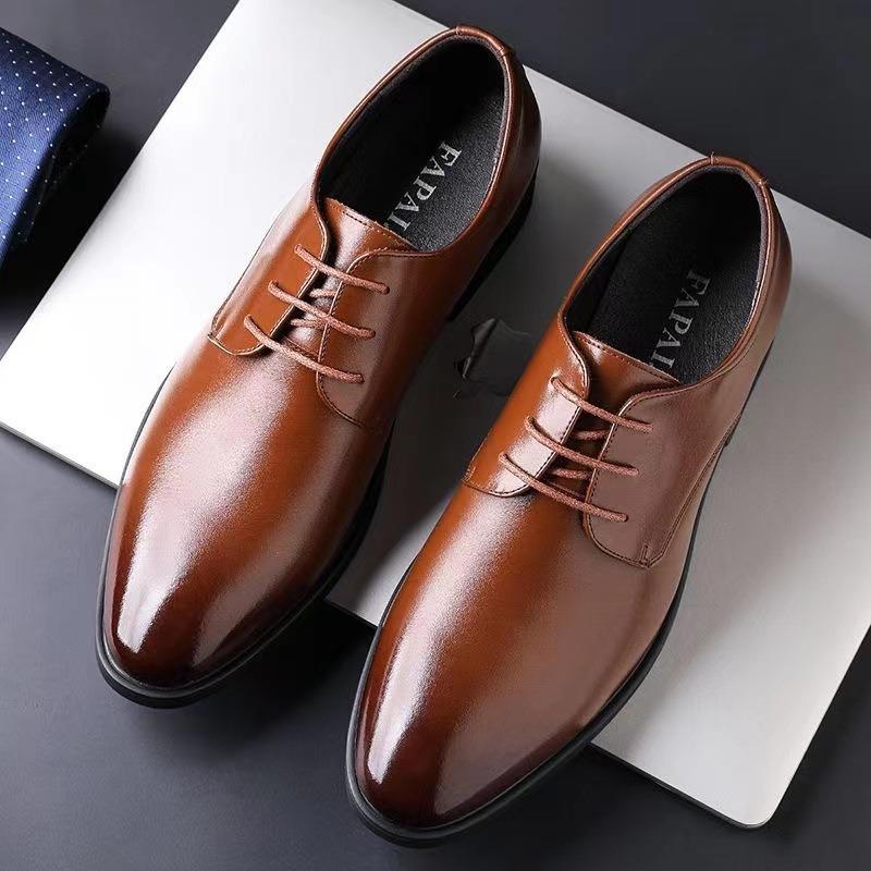 First Layer Cowhide Leather Shoes Men's Business British Wedding Shoes Soft Leather Breathable Dress Casual Shoes Men