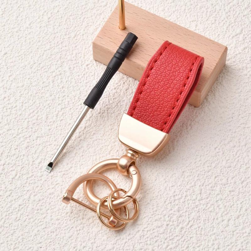 1PC Goat Pattern High-end Keyring New French Car Keychain Hardware Key Holder High Quality Lambskin Leather Keychain