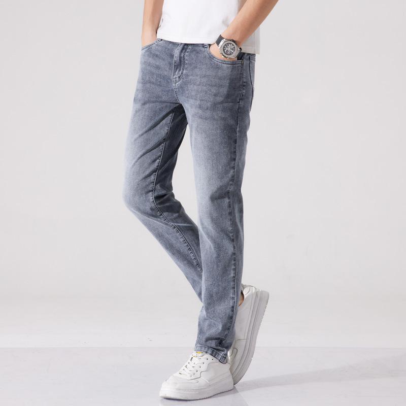 Spring and Summer New Style Men's Fashionable Versatile Slim Feet Elastic Jeans Trousers Men