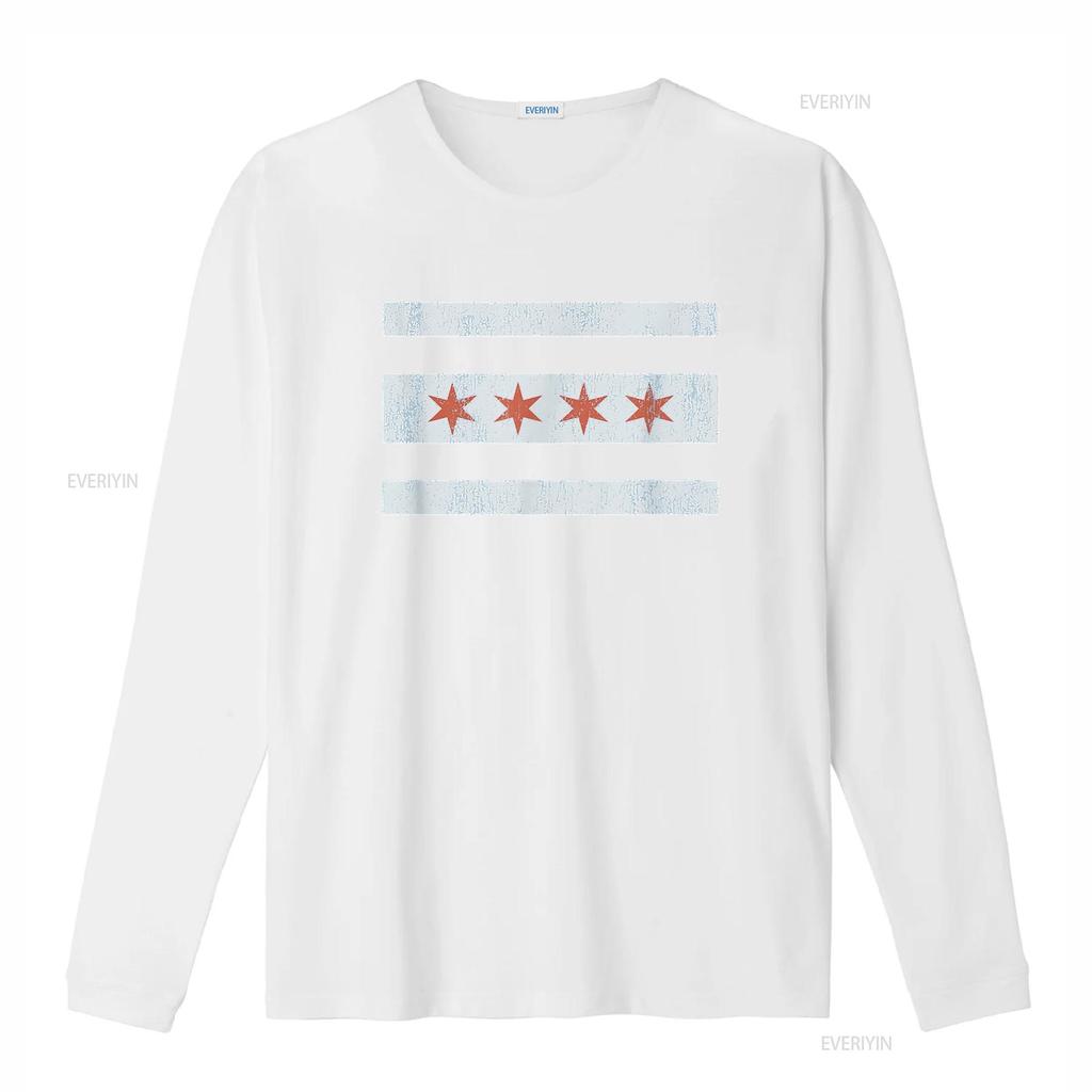 Vintage Chicago Flag T Shirt Souvenir Women vintage Washed Versatile Casual fashion streetwear designer clothes Breathable