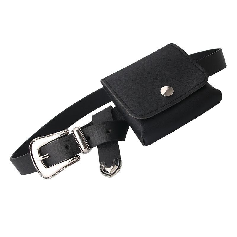 Minimalist Pu Chain Belt Bag With Metal Buckle For Casual And Office Style