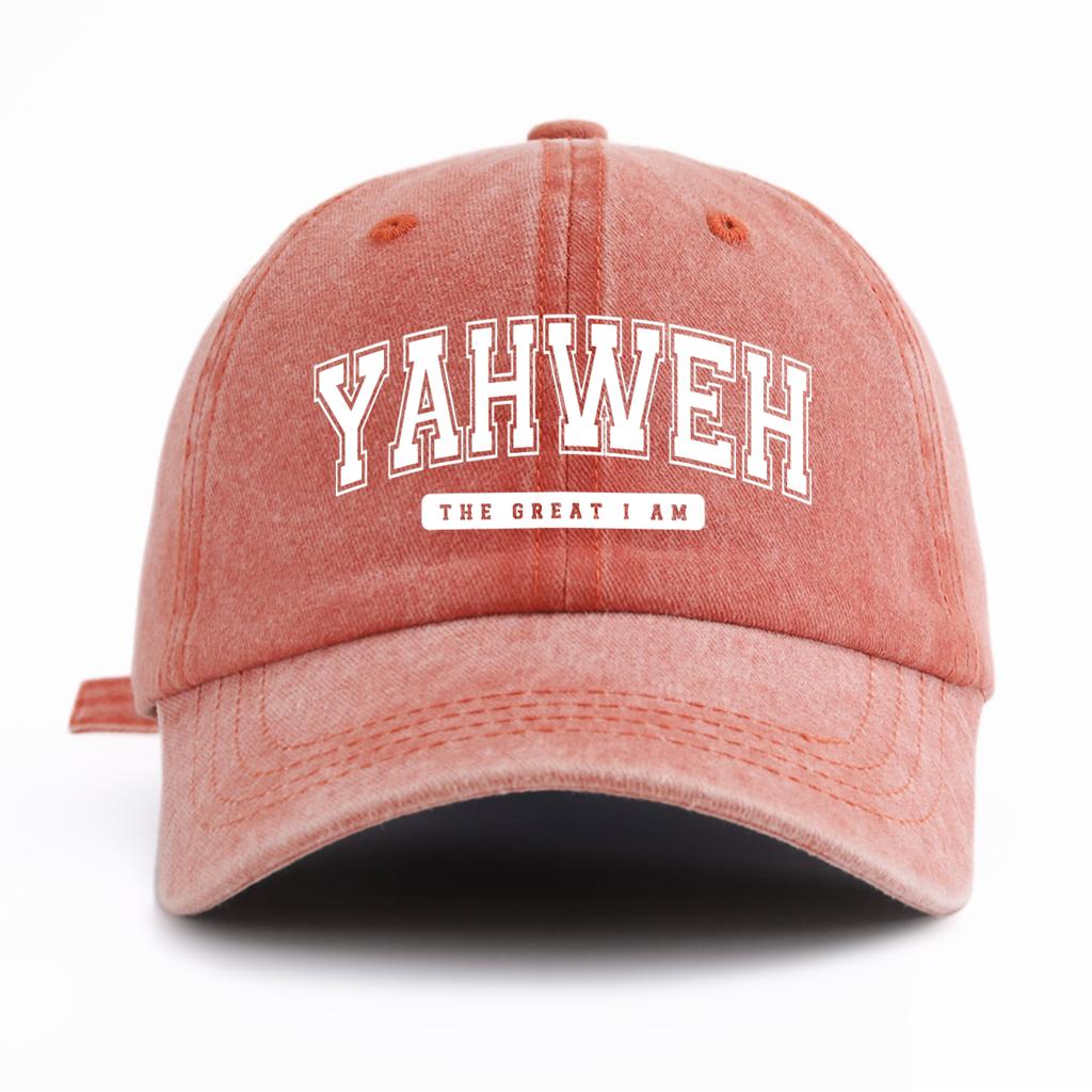 1pc YH Print Washed Baseball Cap for Adults,  Minimalist Retro Style Casual Soft Adjustable Dad Hat, Perfect As Gift