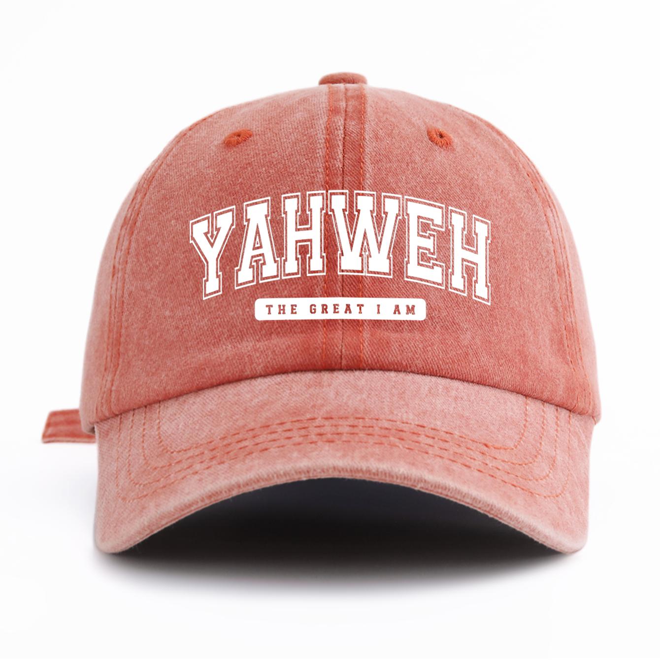 

1pc YH Print Washed Baseball Cap for Adults, Minimalist Retro Style Casual Soft Adjustable Dad Hat, Perfect As Gift помаранчевий