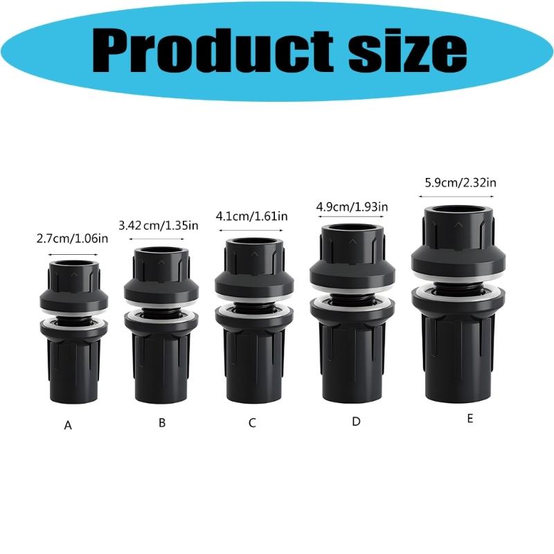 Aquarium Drain Line Connector Set for Pet Habitat Care, Screw-Lock Pipework Body with Seal Washers for Filter Line Work