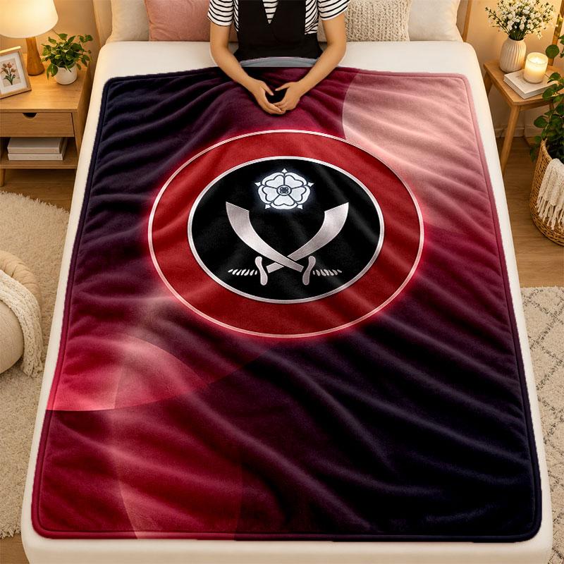 Flannel BlanketSheffield United Football Warm Soft Throw Blanket for Indoor Sofa Bed Living Room Use