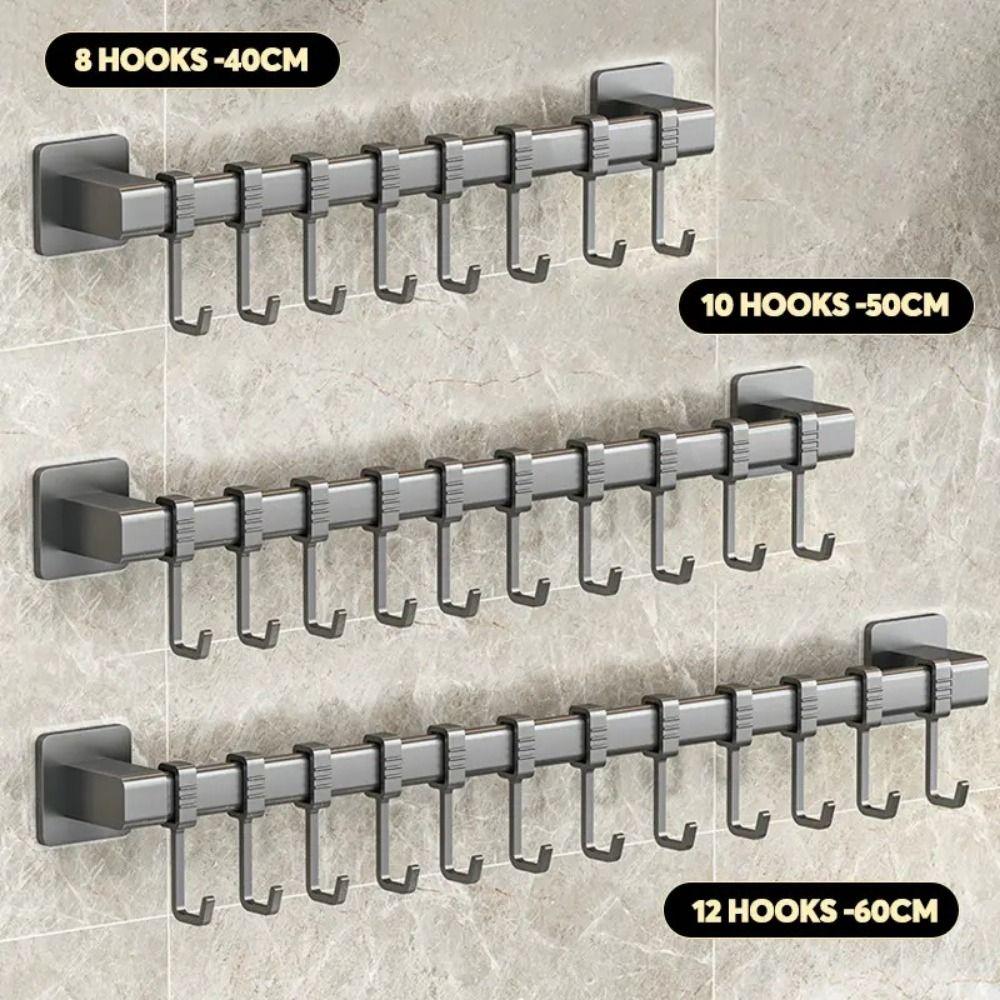 Adjustable Kitchen Hook Wall Mounted Hanging Rod New Storage Rack  Kitchen Utensils