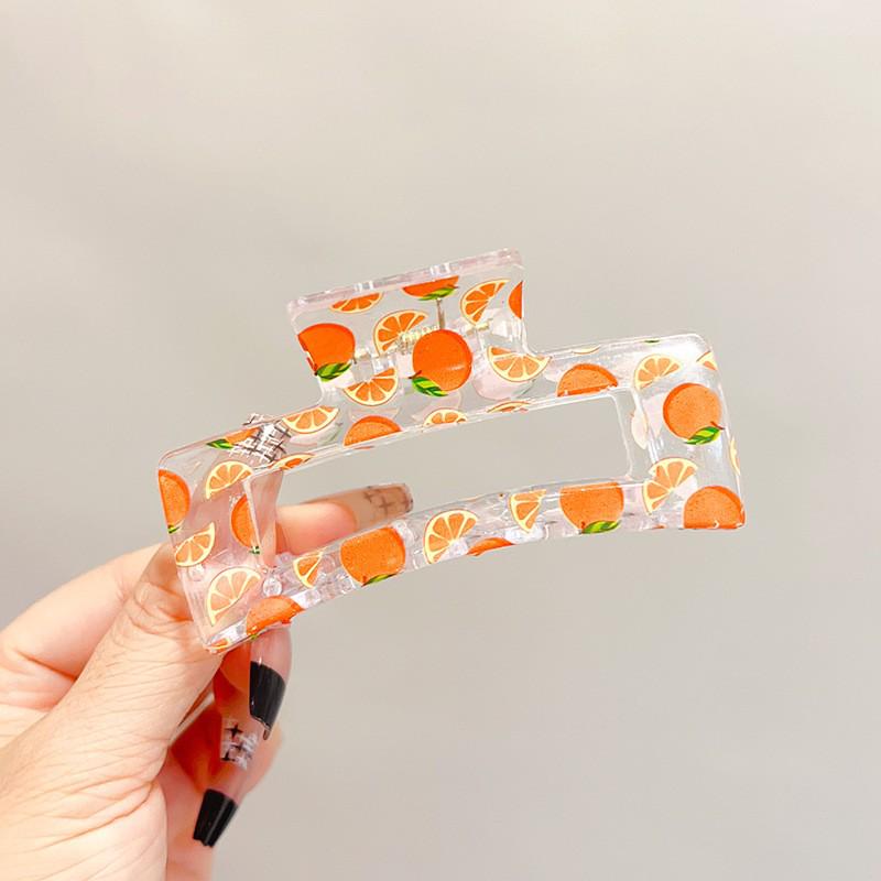 Transparent Square Print Shark Hair Clip for Women - Updo Accessory