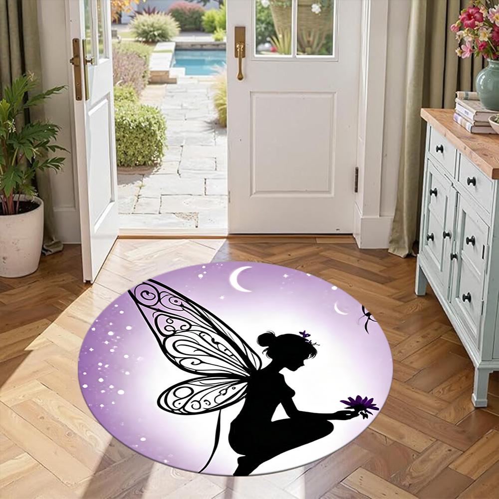 Girl Round Area Rug Suitable for Study Room Playrooms Bedrooms Foyer Antislip Round Carpet Decorate Offices Gift for Festivals