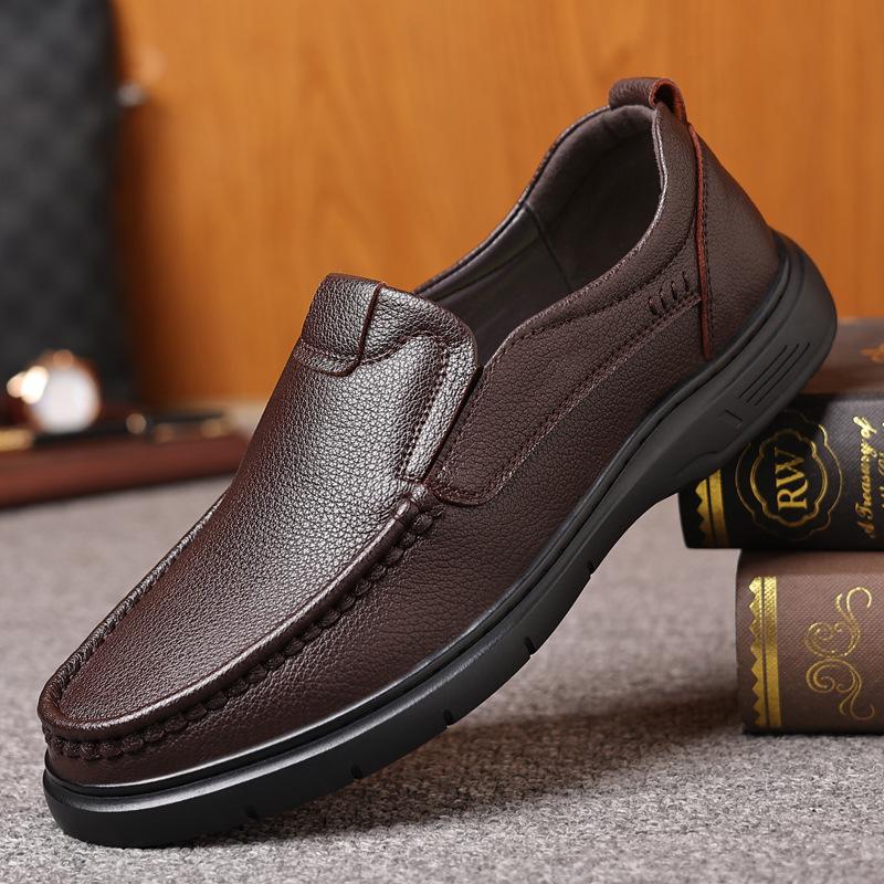 Casual Leather Shoes New Men's Shoes Genuine Leather Soft Sole Men's Casual Shoes Men's Middle-aged and Elderly Cowhide Dad Shoes