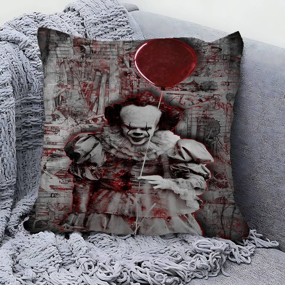 Horror P-Pennywise Clown Pillow Cover For Bedroom Room And Living Room Sofa Decorative Cushion Cover
