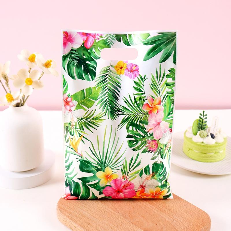10/20/50pcs Summer Hawaiian Floral Gift Bags Hawaii Luau Tropical Beach Party Favor Bags with Handle for Birthday Party Supplies