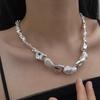 Baroque Silver Irregular Broken Silver Beaded Necklace Female Alien Gravel Light Luxury Premium Sense Clavicle Neck Chain