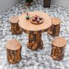 New Outdoor Faux Wood Patio Table and Chairs Set - Round Balcony Bistro Furniture for Gardens and Villas