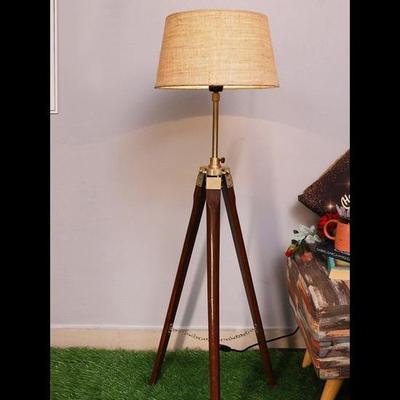 Nautical Tripod Floor Lamp Stand /Wooden Floor Lamp Stand for Home, Office, Living Room Corner Decor (Adjustable Height-40'' )