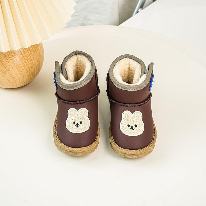 Youth style shoes Kids Winter Snow Boots Boys Girls Thick Insulated Warm Faux Leather Mid-Calf Slip-On With Anti-Slip Sole