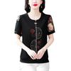 2025 Summer New Round Neck Hot Diamond Flower Splicing Shirt Women's Short-sleeved T-shirt Fashionable