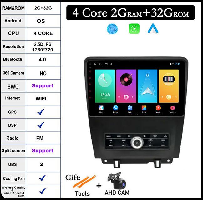 10.1 Inch Android 14 For Ford Mustang 2009 - 2014 Touch Screen Car Radio GPS Navigation Stereo Multimedia Player Video 4G+Wifi