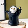 Gothic Style Birthday Gifts Halloween Ghost Figurine, Spooky Black Robe Statue, Cute Home Decor for Living Room Skull Resin Ornament Tabletop