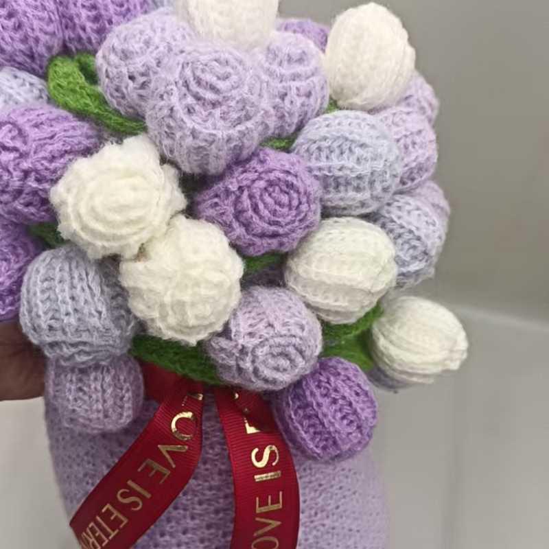 Handmade Rose and Lily Crochet Flower Blanket - Acrylic Yarn