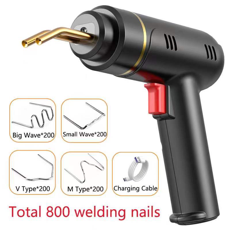 200W Cordless Plastic WeldeGun R Plastic Welding Kit 400/1200PCS Hot Stapler USB Rechargeable Bumper Repair Kit for Most Plastic