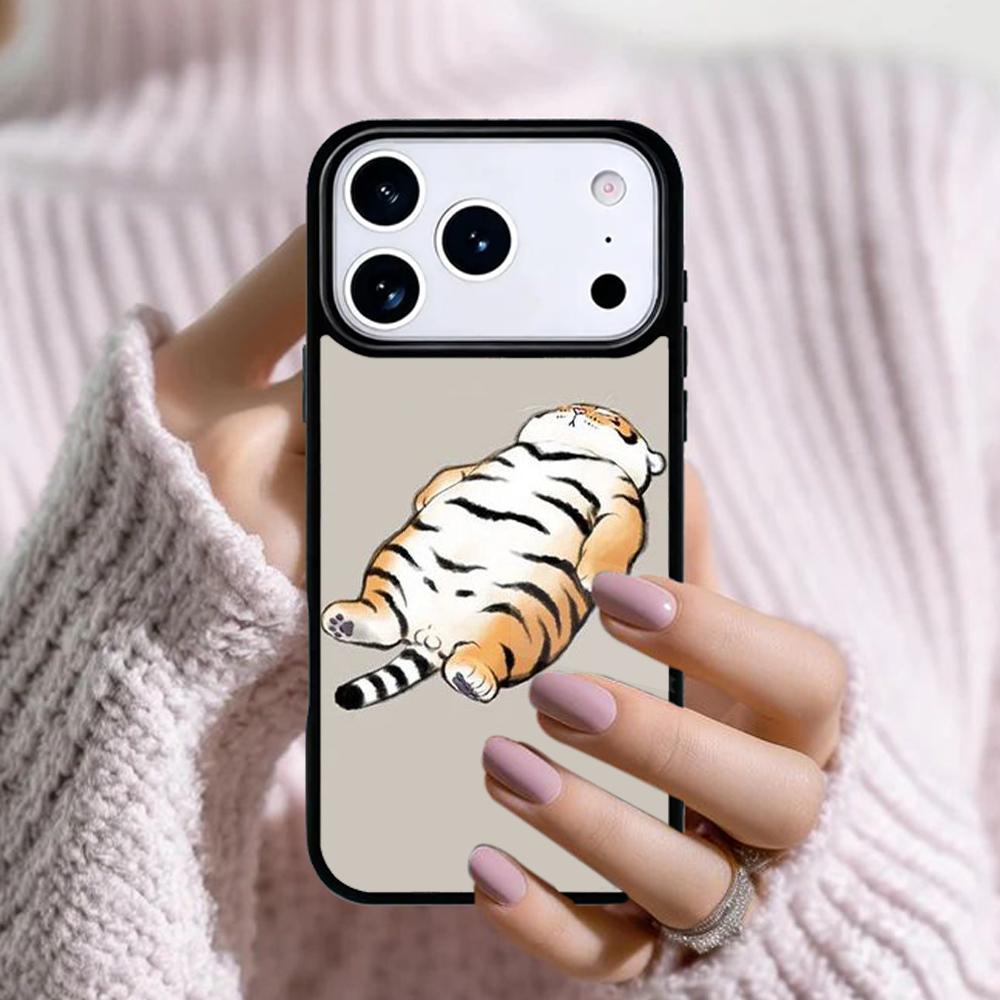 fat tiger Cartoon Funny Phone Case For Apple iPhone 17 Air 16E 15 14 Plus 13 12 11 Pro Max Mini Funda Cover