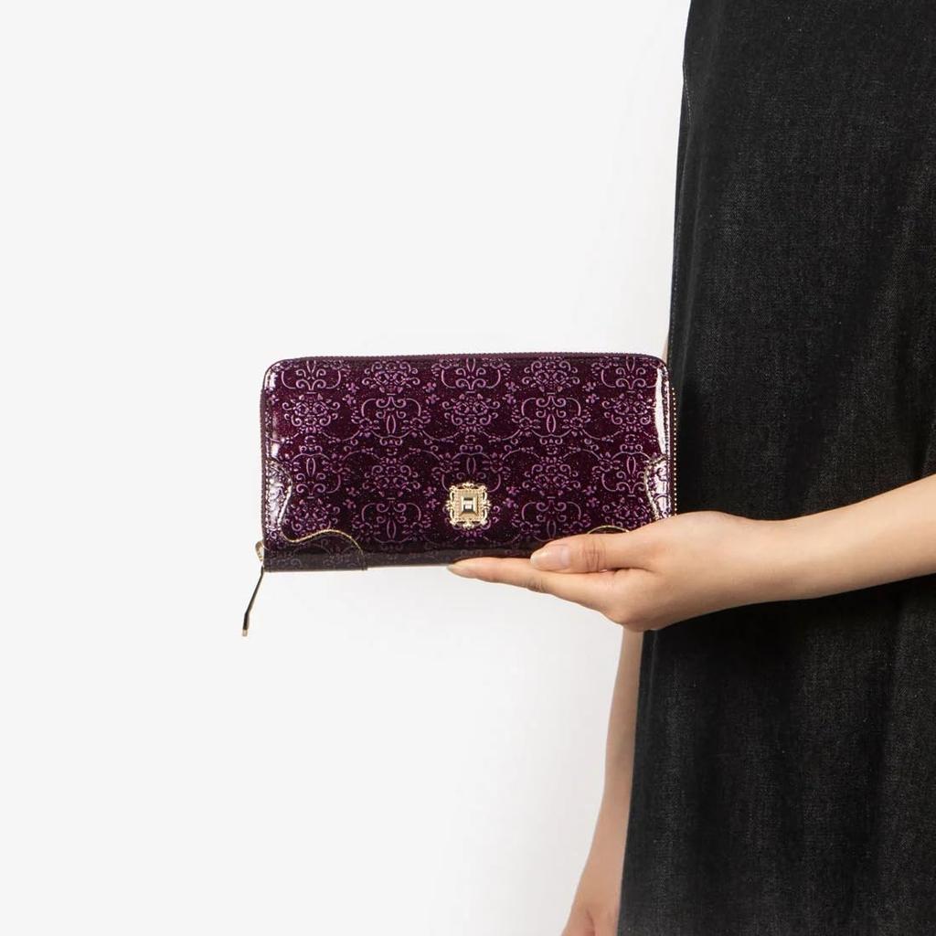 ANNA SUI Rymlig Runddragkedja Lång Plånbok [Ny Färg] Damplånbok med Fack för Sedlar och Kortplatser, Stor Kapacitet, 316900 Lila (Ny)