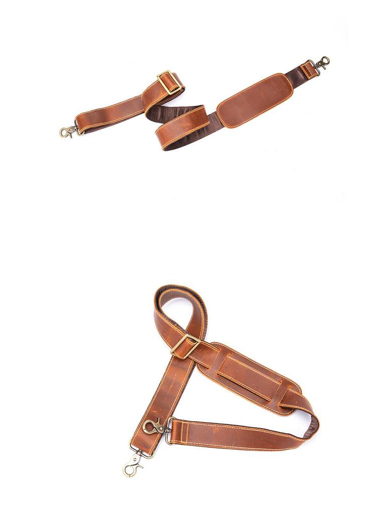 NIUCUNZH Men's Adjustable Retro Crossbody Bag with Crazy Horse Leather Shoulder Strap