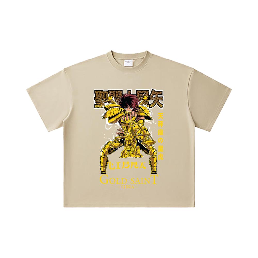260 GSM Double Yarn 32 Count 100% Cotton Saint Seiya V23 Libra Print Unisex Heavy Cotton T Shirt