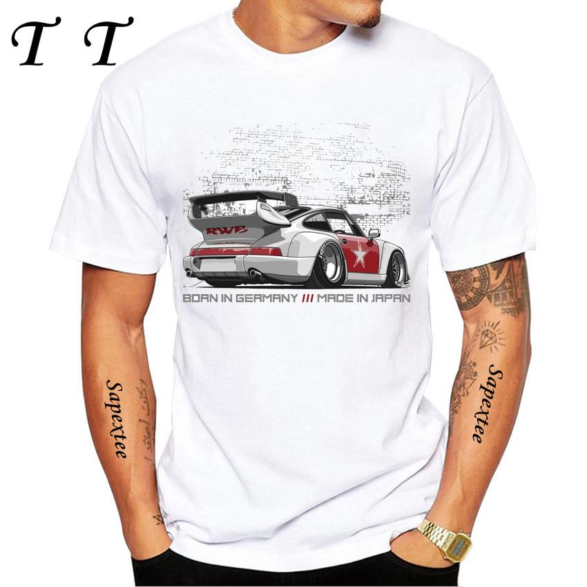 New Summer Men Short Sleeve Retro Turbo RWB 993 T-Shirt Hip Hop Casual Tops Vintage Harajuku Sport Car Fashion White Tees
