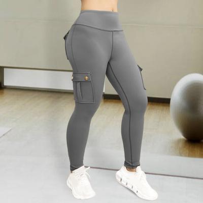 Damen-Sporthose, Yogahose, schmale Passform, hohe Taille, elastisch, schnell trocknend, dünn, weich, atmungsaktiv, einfarbig, Taschen, Damen-Jogginghose