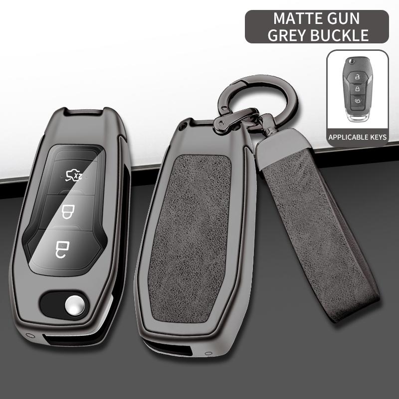 

Interior Mouldings Leather Car Metal Key Case Cover For Ford Focus Fusion Mk2 Mk7 Explorer Ranger Uncut Blank HU101 Blade Key Ch