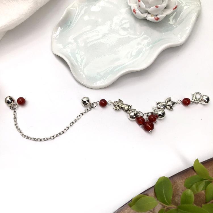 Fischjagd handgefertigtes Retro-Achat-Glockenarmband ethnischer Stil literarisch klein frisch Damen-Perlen-Fußkettchen Zubehör