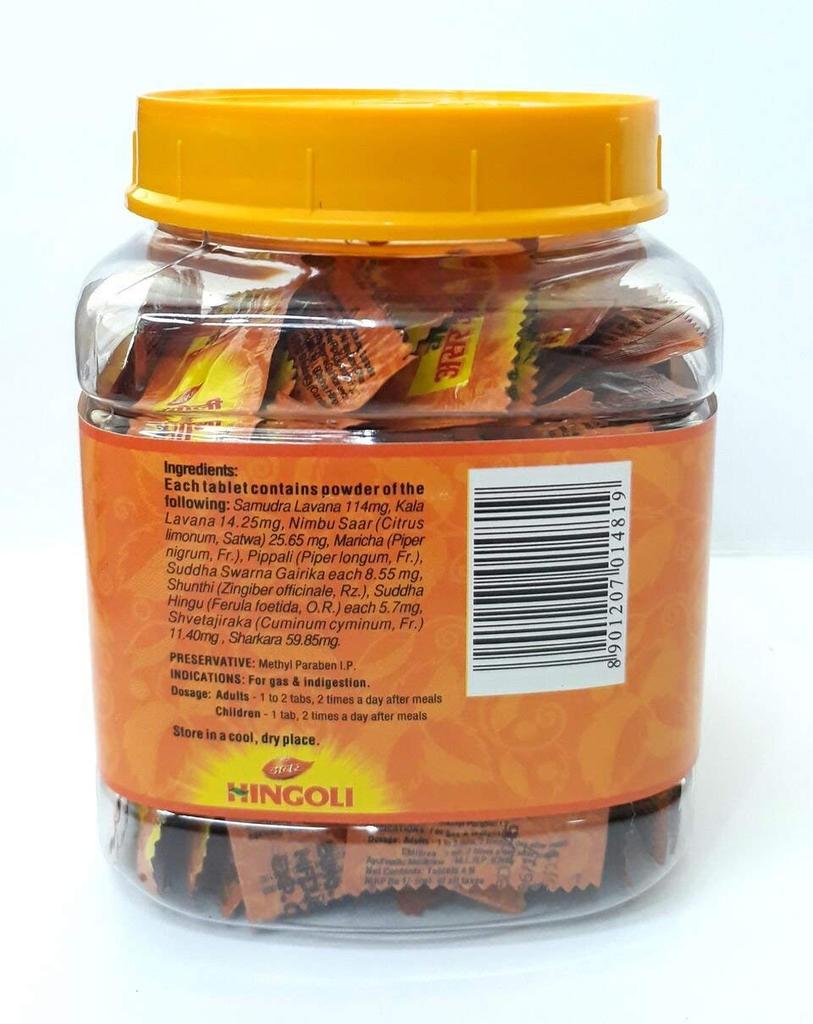 Dabur Hingoli Verdauungstabletten – 120 Beutel Glas, Natürliche Linderung bei Blähungen und Völlegefühl nach dem Essen, Pflanzliche Unterstützung für den Bauch