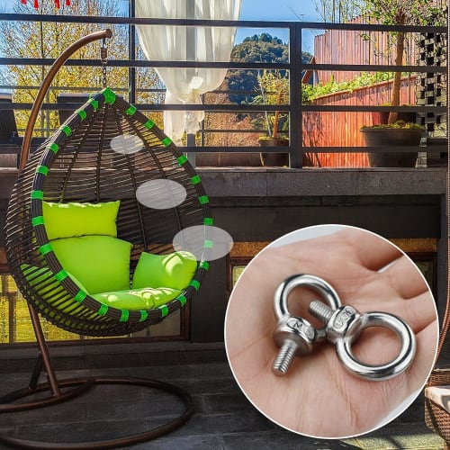 Set of 10 M6 12mm Eye Bolts, Screws, and Bolts with M6 Female Threads, Nuts, and Screws, for Fixing and Hanging, Stainless Steel, Corrosion-Resistant,