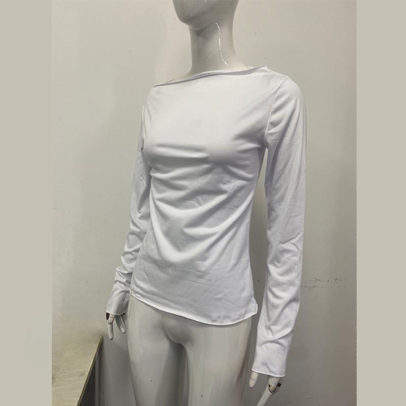 European and American Spring and Autumn Fashion Sexy Solid Color Basic Top