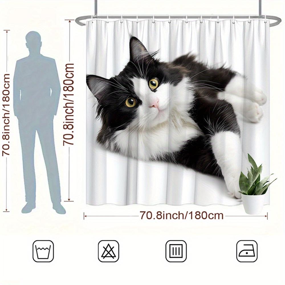 Funny Cat Design Shower Curtain Waterproof Polyester Pet Animal Bathroom Curtain Decor Modern Home Accessory Shower Curtain