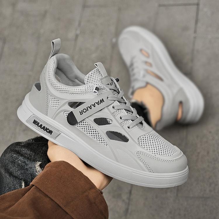 Summer New Breathable Hollow-Out Mesh Shoes for Men – Trendy Versatile White Casual Board Sneakers, Breathable Net Trendy Footwear