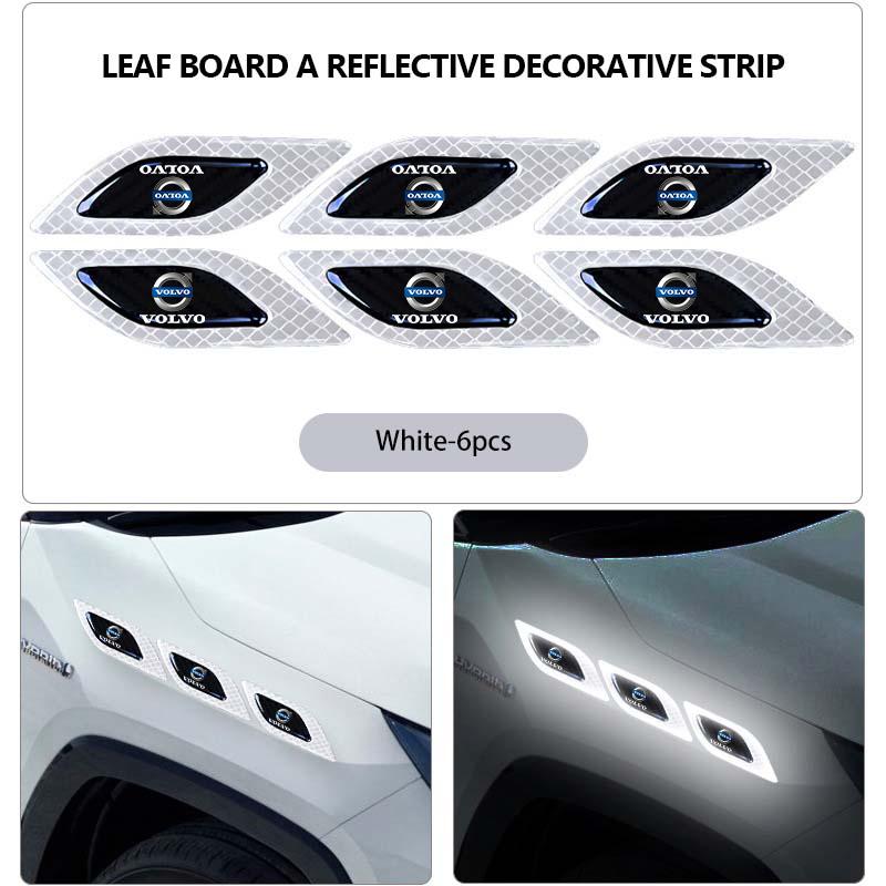 6pcs Car Door Decor Strip Anti-collision Reflective Stickers For Volvo V50 S60 XC60 S40 XC40 XC90 V70 XC70 C30 V40 V60 ari963