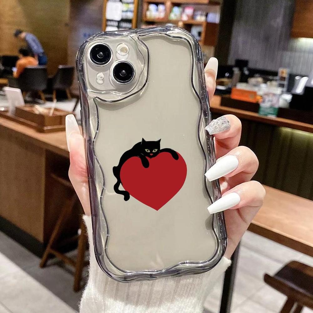 LZ8 Cartoon Cat Cute Art Clear Soft Wave Phone Cases for iPhone 15 13 Pro Max 12 Mini 14 8 Plus XS Max XR 6 Protection Back Cover