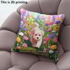 Floral Puppy Print Throw Pillow Covers Pattern Cushion Cover Suitable For Sofa Bedroom Car Pillow Cover