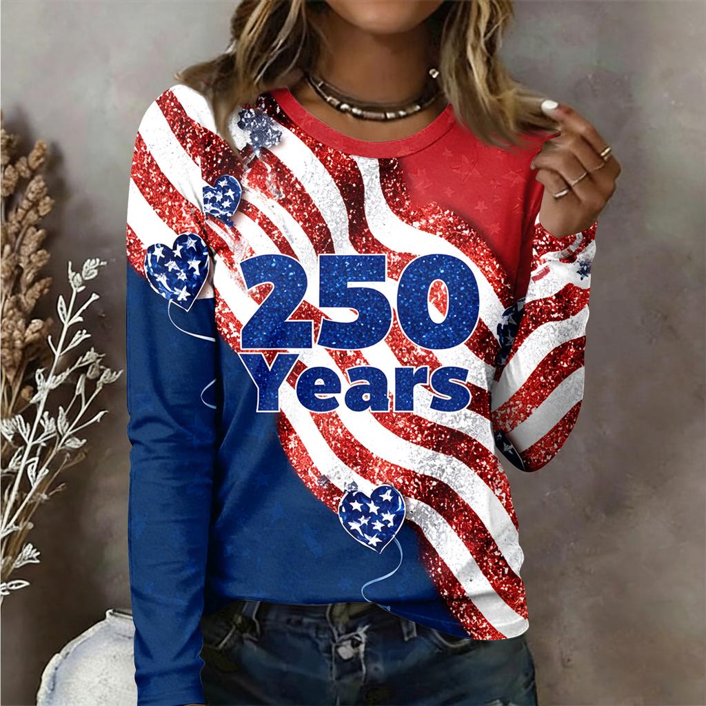 Damen Langarmshirt Damen Lässiges Rundhals Langarm Bedrucktes Oberteil