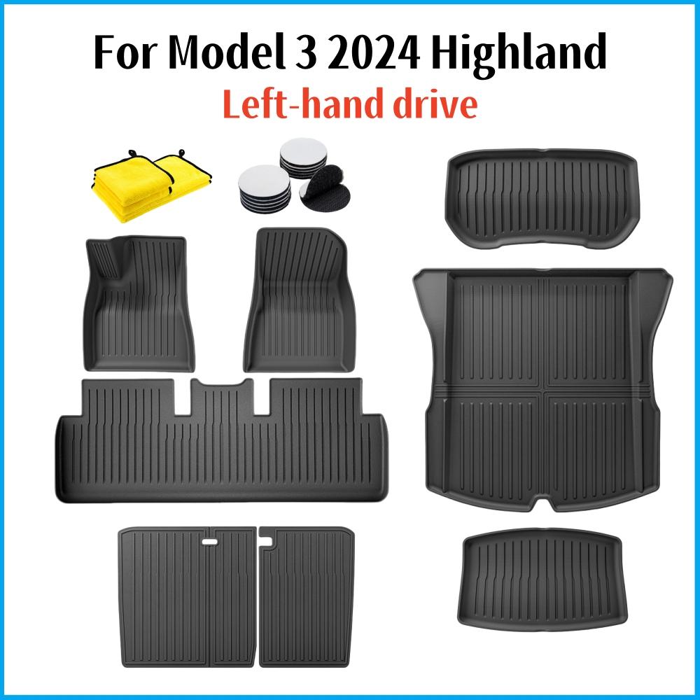 New TPE Floor Mat For Tesla Model 3 Highland 2025 Floor Carpet Protective Pad Waterproof TPE Front Rear Trunk Mat Floor Liners