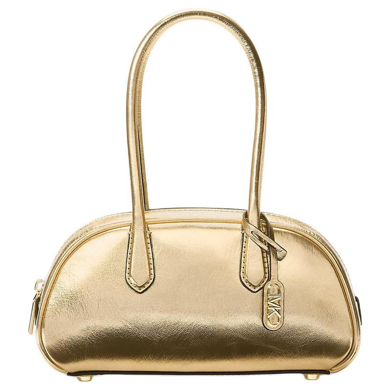 MICHAEL KORS Lulu Silver Hardware Zipper Closure Metallic Leather Shoulder Handbag Small Women s Gold серебряный