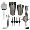11-teiliges/Set Multifunktions-Cocktailshaker-Werkzeugset aus Edelstahl Bar Barkeeper Zubehör Schwarz