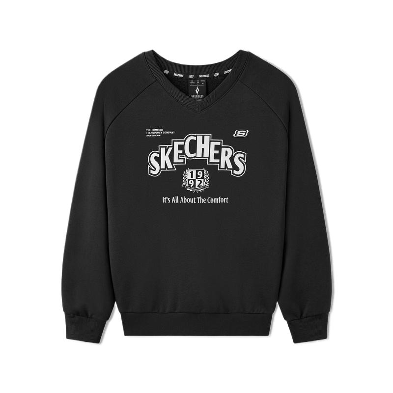 Skechers Sport Alliance Series Fashion Comfortable Skin-Friendly Soft V-Neck Sweatshirt Unisex Sweatshirt L325U039-0018