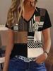 2026 Summer Vintage Ethnic Graphics Women's V-Neck Short Sleeves T-Shirt Fashion Tops 3D Print Casual Outdoor Female Clothing