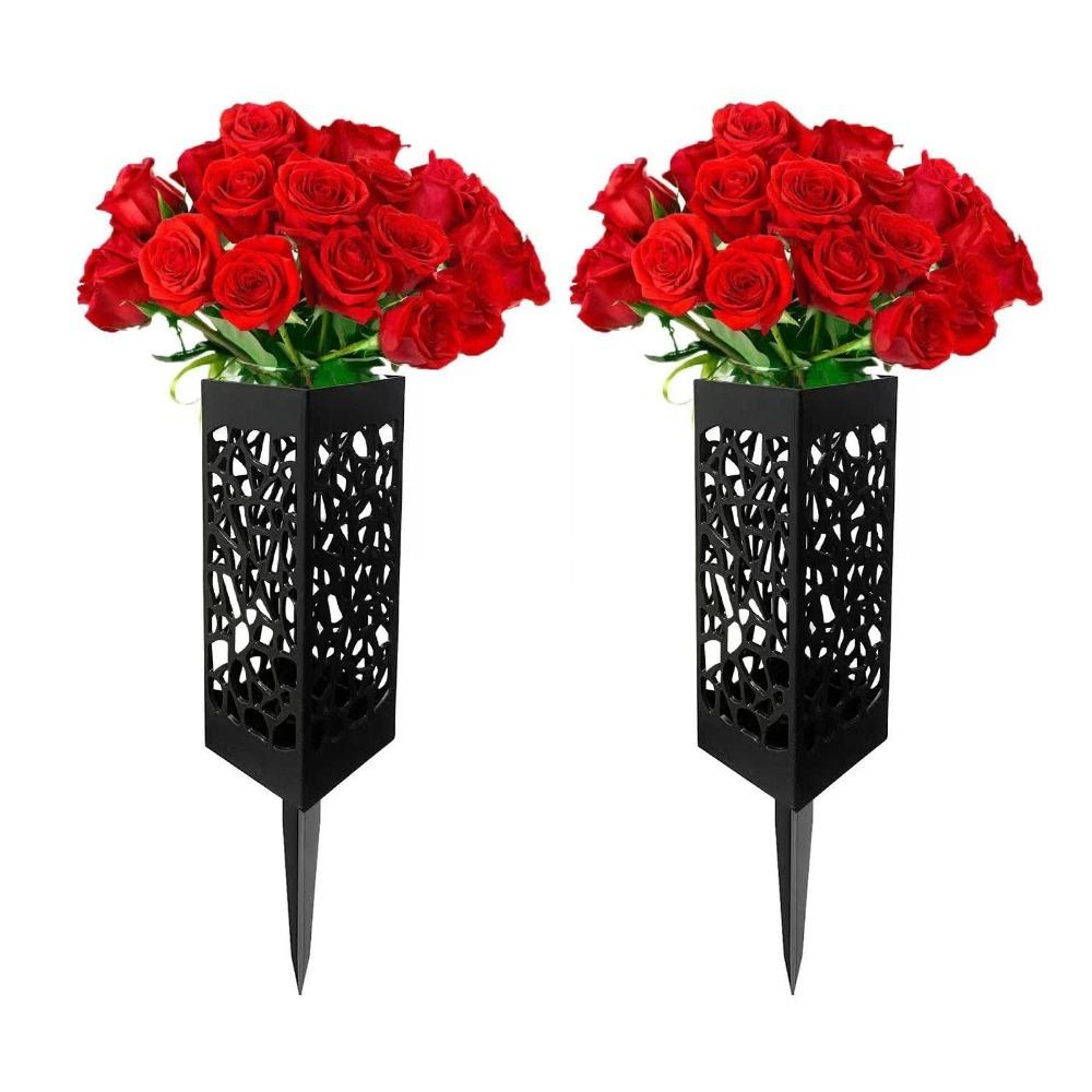 Hollow Design Grave Flower Vase Chinese Style Garden Vase Stable Cemetery Vase Outdoor Use