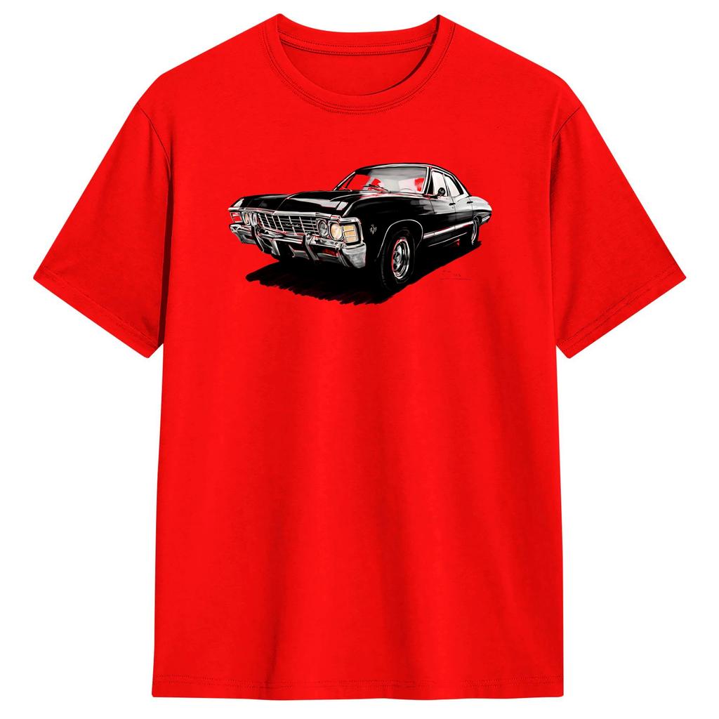 Supernatural Impala T-Shirt Sommer 100% Baumwolle T-Shirts Für Unisex Harajuku Bedrucktes T-Shirt Kurzärmlig Y2K Lustiges Oberteil Tees