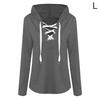 Women Lace Up V Neck Long Sleeve Solid Color Hoodie