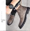 Herren Winter Samtgefütterte High-Top Leder Freizeitschuhe - Weiche Sohle, Warm, Retro Martin Style